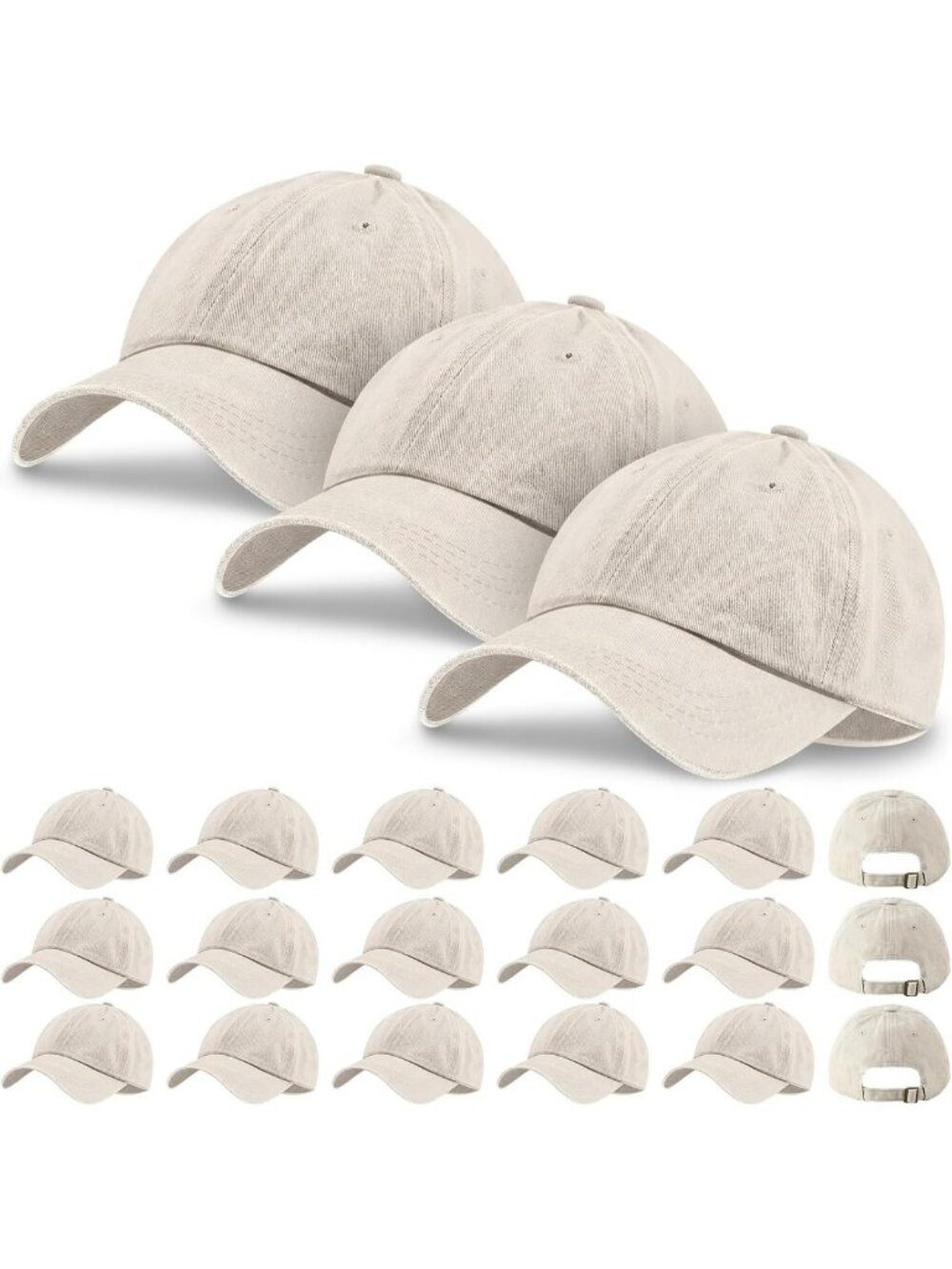 24/50 Pack Vintage Baseball Hat Bulk Washed Baseball Cap Adjustable Cotton Golf